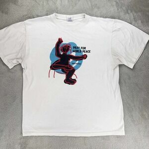 TeeLaunch Pray‎ For World Peace Graphic T-Shirt Short Sleeve Crew Neck Top XL